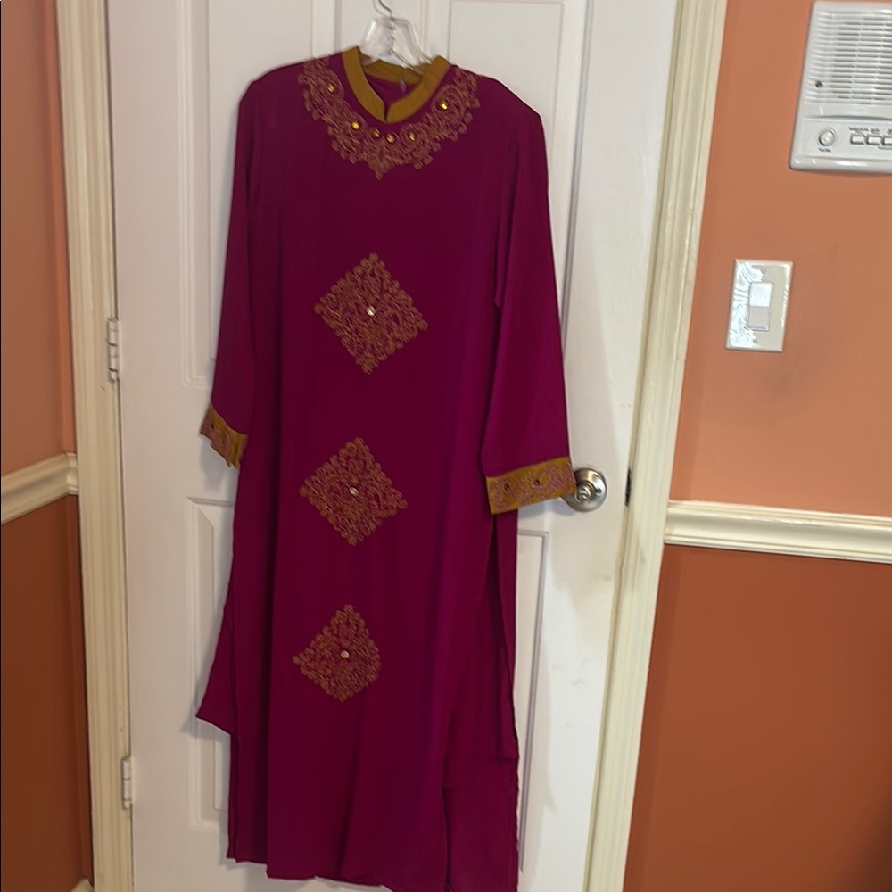Traditional two pieces pants set with Gold Embroidery